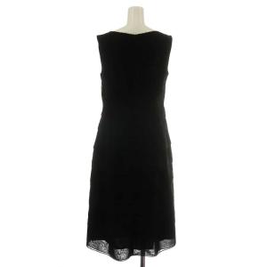 SYBILLA ワンピース ミモレ ロング ティアード ノースリーブ L 黒 ブラック