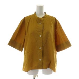21SS ブラウス シャツ 半袖 コットン 麻混 リネン混 1 イエロー