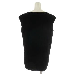 Theory 20SS crepe knit pleated pullover ニット カットソー リブ ノースリーブ S 黒 ブラック