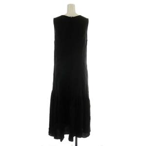 Spick&Span 21SS レーヨンリネン ティアードワンピース マキシ ロング ノースリーブ ブラック