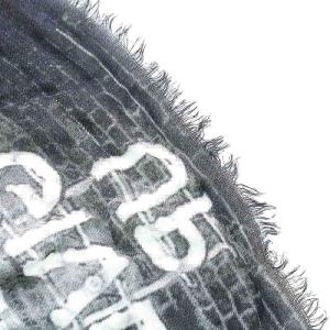 Faliero Sarti ストール マフラー 総柄 フリンジ モダール カシミヤ混 グレー ブラック