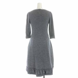 M'S GRACY ニットワンピース ミモレ ロング ウール フリル リボン 七分袖 38 M グレー