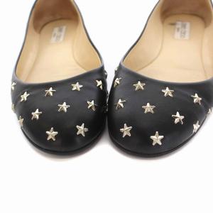 JIMMY CHOO GWENN FLAT フラットシューズ スタースタッズ レザー ラウンドトゥ 37.5 ブラック