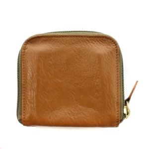 IL BISONTE 財布 二つ折り 小銭入れ レザー 牛革 ラウンドファスナー ブラウン