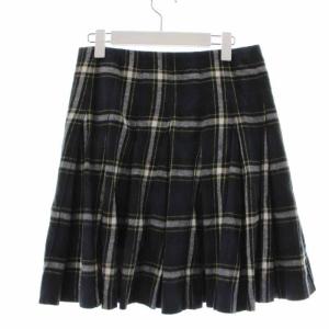 sacai luck プリーツスカート ひざ丈 チェック 1 S 緑 グリーン 紺 ネイビー