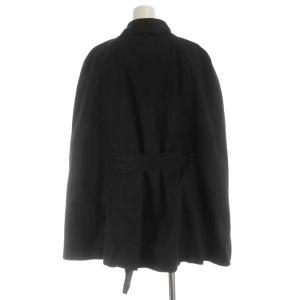 Aquascutum ステンカラーコート ケープコート ポンチョ ミドル丈 コットン ベルト付き 7F ブラック