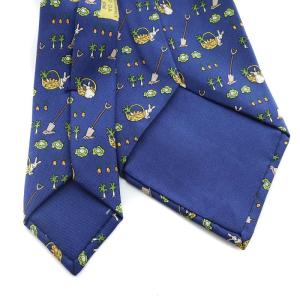 HERMES ネクタイ シルク ウサギ柄 ブルー