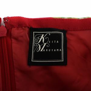 KEITA MARUYAMA フレアスカート ひざ丈 花柄 ウール シルク 2 レッド ピンク