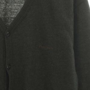 PHERROW'S カーディガン ニット Vネック 長袖 ロゴ刺繍 ウール XL オリーブ