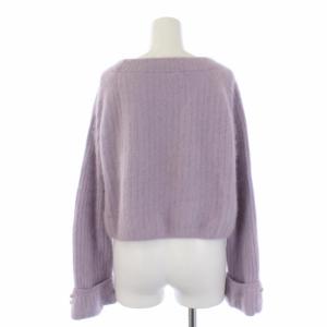 GRACE CONTINENTAL 20AW ニット セーター 長袖 ショート リブ 金ボタン ウール 36 パープル