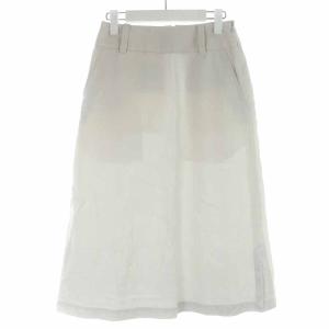 18SS フレアスカート ミモレ ロング リネン 麻 1 S 白 ホワイト