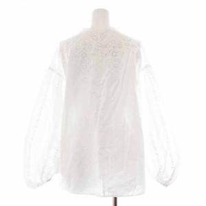 Spick&Span 22SS スカラネック エンブロイダリーブラウス シャツ 長袖 F ホワイト