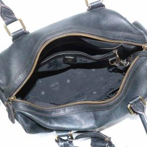 MCM ハンドバッグ ボストンバッグ レザー ポーチ付き 黒 ブラック