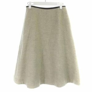 18AW フレアスカート ひざ丈 ウール ヘリンボーン 2 グレー