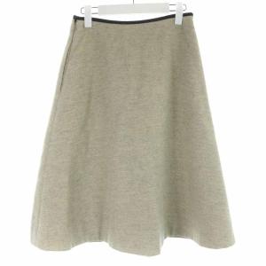 MARGARET HOWELL 18AW フレアスカート ひざ丈 ウール ヘリンボーン 2 グレー