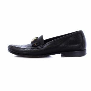 Salvatore Ferragamo ローファー ビジネスシューズ レザー ゴールド金具 7.5EE 25.5cm 黒 ブラック