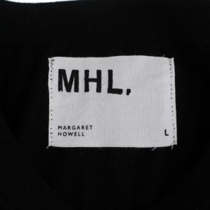 MHL. 22SS PRINTED COTTON JERSEY Tシャツ カットソー 半袖 クルーネック ロゴ L 黒 ブラック 596-2166511