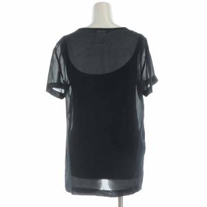 Max Mara ブラウス プルオーバー シルク シアー シースルー キャミソール付き 半袖 36 XS 紺 ネイビー