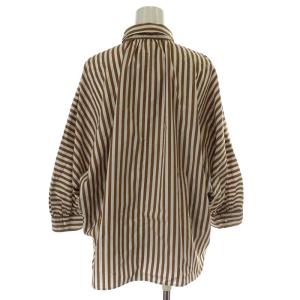 Spick&Span 19AW パールボタンオーバーシャツ ストライプ ブラウス 長袖 F ブラウン