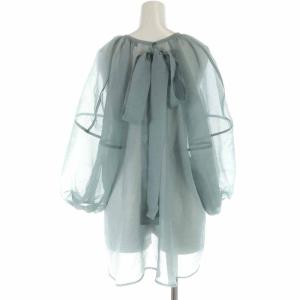 CLANE 20SS BALLON SHEER PUFF TOPS ブラウス シャツ シアー リボン 1 ブルー