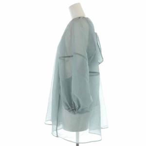 CLANE 20SS BALLON SHEER PUFF TOPS ブラウス シャツ シアー リボン 1 ブルー