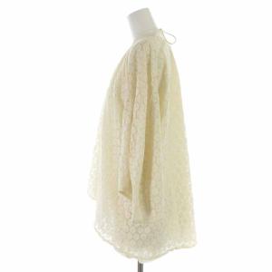 CLANE FLORETS LACE CURVE TOPS ブラウス プルオーバー レース リボン 七分袖 1 S アイボリー