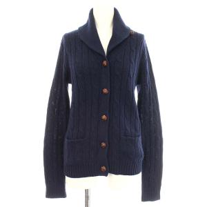 カーディガン ニット 麻混 リネン M ネイビー