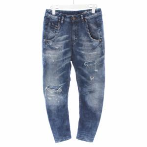 FAYZA-NE デニムパンツ ジーンズ スキニーパンツ スリム ジップフライ ダメージ加工 ウォッシュ加工 W23 S インディゴ