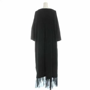 HYSTERIC GLAMOUR NEW EXPERIENCE プリント ワンピース ロングワンピース チュール 五分袖 F ブラック