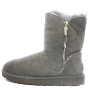 UGG australia FLORENCE ショートブーツ ムートン サイドジップ スエード ボア US7 グレー