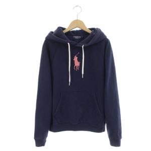 PINK PONY パーカー プルオーバー ビッグポニー 裏起毛 プリント 長袖 ネイビー