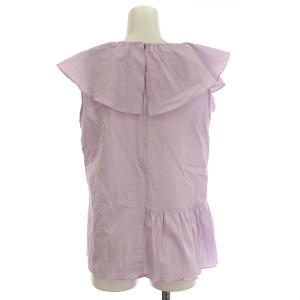 LANVIN en Bleu ブラウス シャツ ノースリーブ フリル アシンメトリー 38 M 紫 パープル