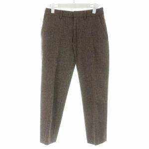 18AW CHECK WOOL TROUSER テーパードパンツ ロング チェック 1 ブラウン