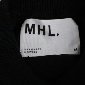 MHL. 2018SS コットンリネンニット カットソー 半袖 ボーダー M 黒 ブラック 白 ホワイト 596-8160506