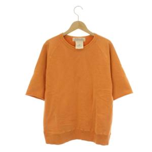 スウェット トレーナー 五分袖 カットオフ クルーネック S オレンジ
