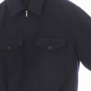 COMOLI フラノZIPブルゾン ジャケット ジップアップ ウール 1 ネイビー