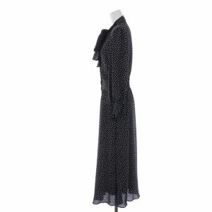 ANAYI 21SS ランダムドットプリントボウタイワンピース 38 黒