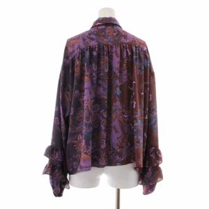 Diagram GRACE CONTINENTAL 19AW サラサミックスボウタイブラウス シャツ 長袖 花柄 ブラウン パープル