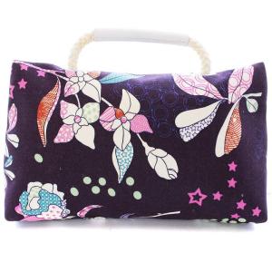 Longchamp ハンドバッグ キャンバス 花柄 紫 パープル