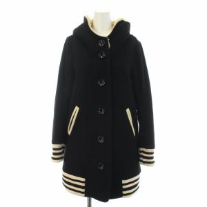 スタジャンコート 裏ボアフード ウール ミドル 長袖 ブラック