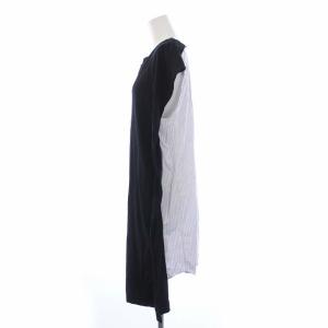 MM6 Maison Margiela 17SS ノースリーブワンピース ひざ丈 ストライプ 切替 S 黒 ブラック グレー S32CT0865 STJ202