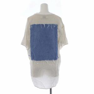 MM6 Maison Margiela 17SS Tシャツ カットソー 半袖 オーバーサイズ デニム ストライプ 切替 S 白 ホワイト アイボリー S32GC0442