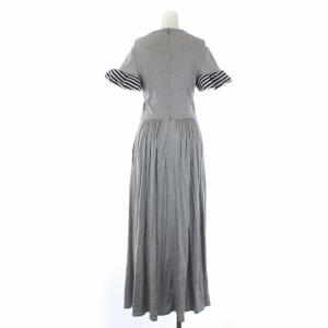BORDERS at BALCONY RUFFLED MAXI DRESS ボーダーフリルマキシワンピース 38 グレー