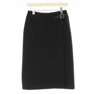 ラップスカート ウール ミモレ ロング 1 ダークグレー