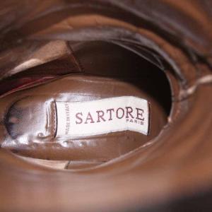SARTORE バックストラップ ジョッキーブーツ ロングブーツ レザー ヒール 37 ブラック