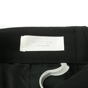 INCOTEX ウールストレッチ シガレットパンツ スラックス センタープレス サイドジップ ウール 38 ブラック