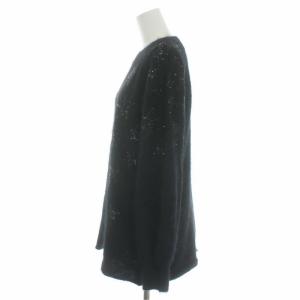 GRACE CONTINENTAL 19AW スターアンゴラスパントップ ニット セーター 長袖 シャギーニット 36 ブラック