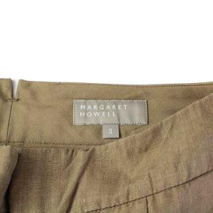 MARGARET HOWELL ガウチョパンツ ワイド ジップフライ 麻 リネン 2 M 茶 ブラウン