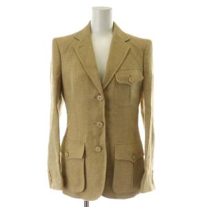 テーラードジャケット シングル リネン 麻 シルク混 2 ベージュ
