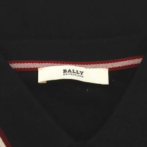 BALLY ポロシャツ 半袖 コットン ロゴ M 黒 ブラック 赤 レッド